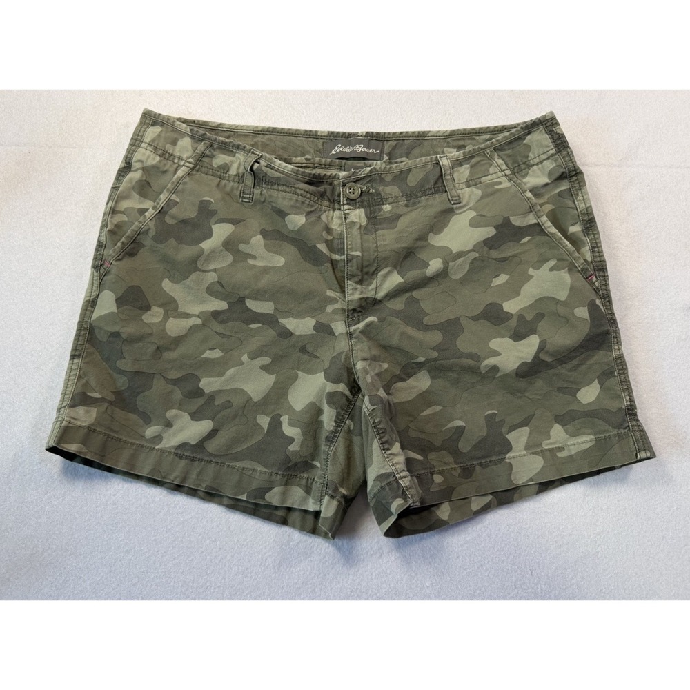 Eddie Bauer Women's Suze 12 Camo shorts chino Cotton Beach Hiking